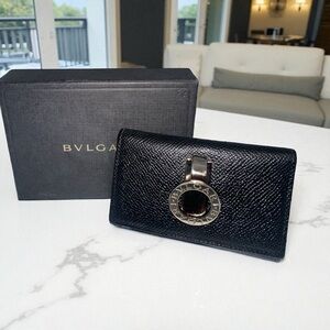💙 Bvlgari Bulgari Leather Key Holder – Black Leather 6 Keys Rings – Box & COA